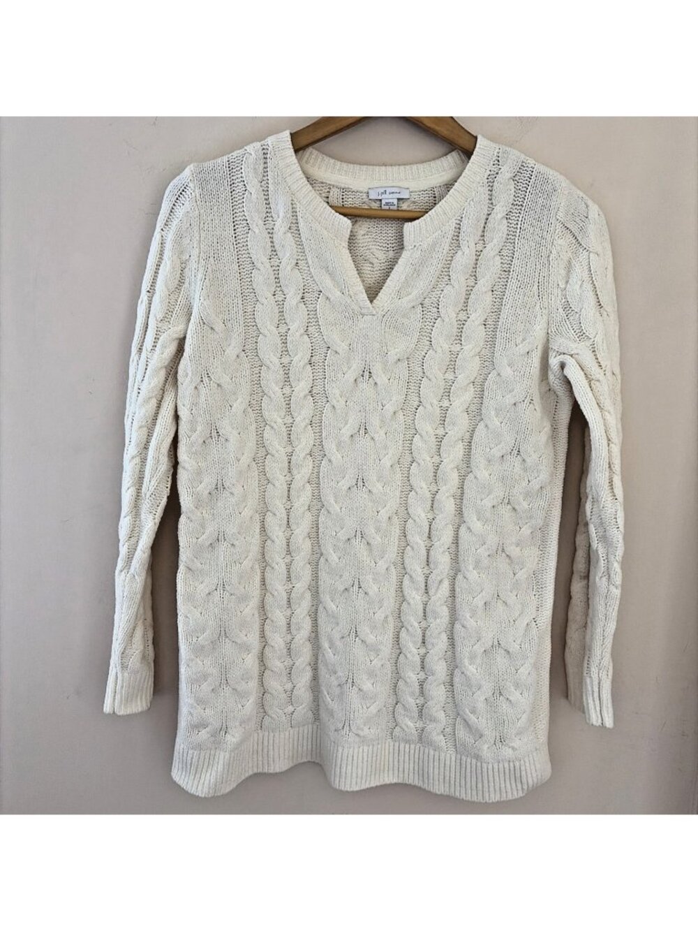 J Jill Chenille Cable Stitch Sweater Top Size S Ivory Fisherman Super Soft Cozy